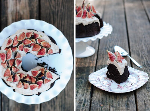 Whole Wheat Chocolate Cake with Cashew Cream and Figs