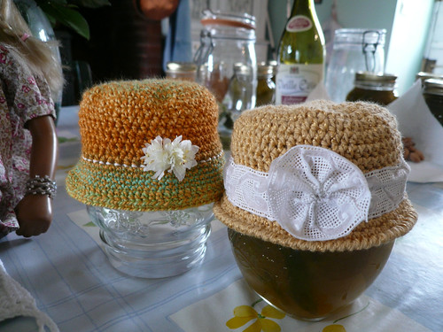 lace rosette hat and variegated cloche