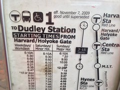 Number 1 Bus Schedule, from 2009