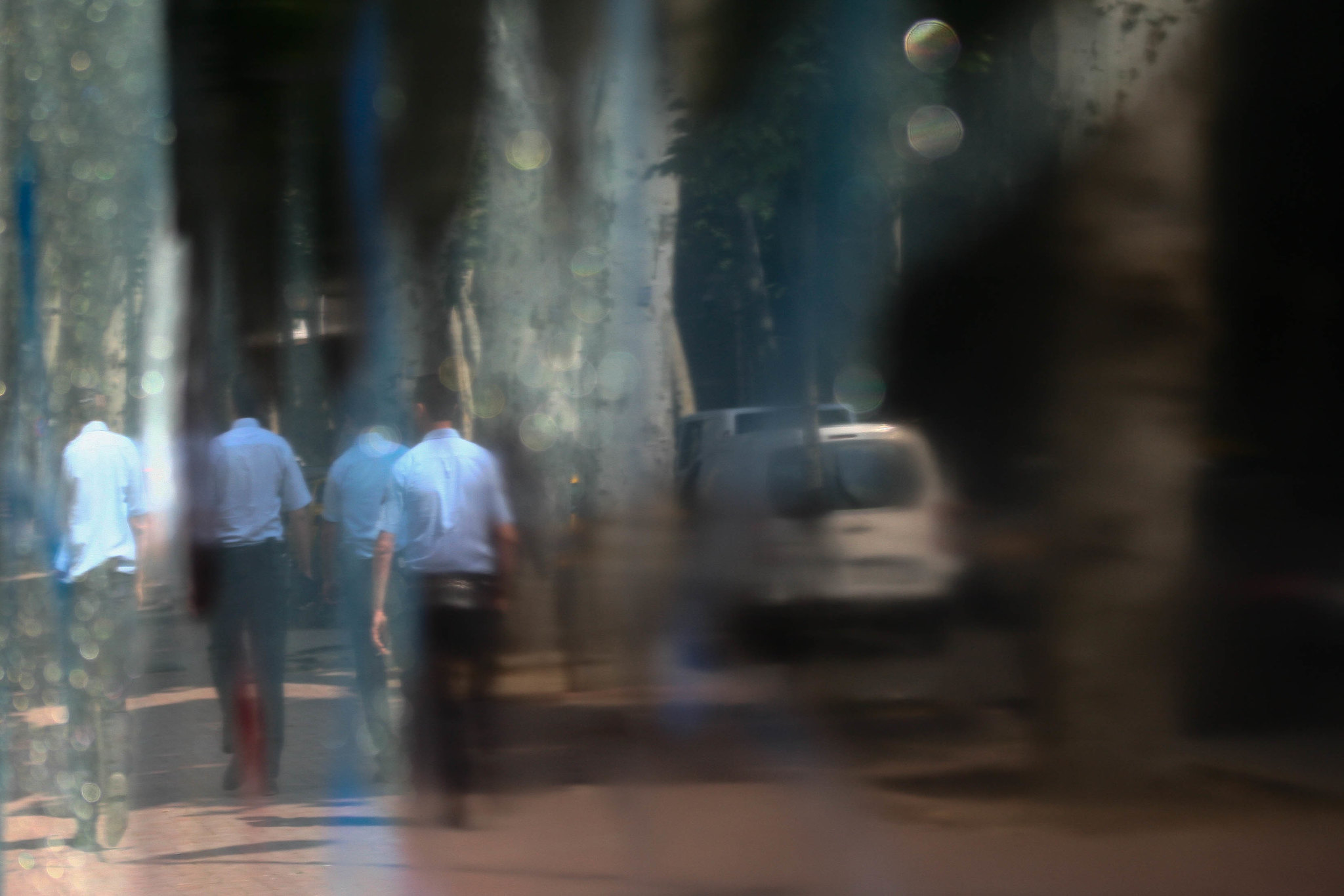 Police patrolling Dolmabahçe Caddesi.