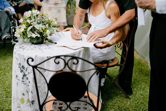 Backyard Wedding - signing