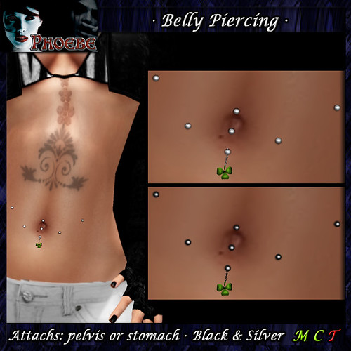 OFFER! *P* Lucky You Belly Piercing ~Silver & Black~