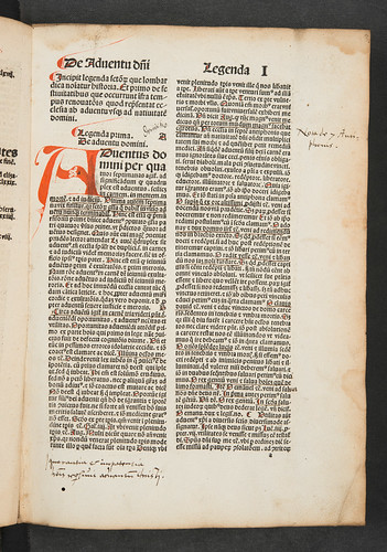 Rubrication and annotations in Jacobus de Voragine: Legenda aurea sanctorum, sive Lombardica historia