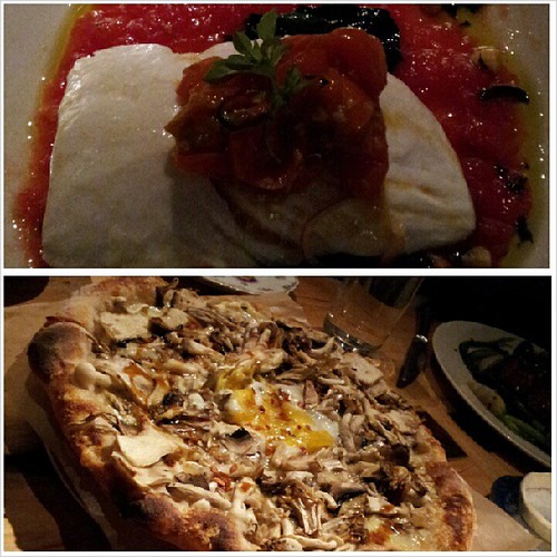 really fresh halibut dish + flavourful mushroom pizza w egg in middle! @abckitchen #Aveeno #AveenoAmbassador