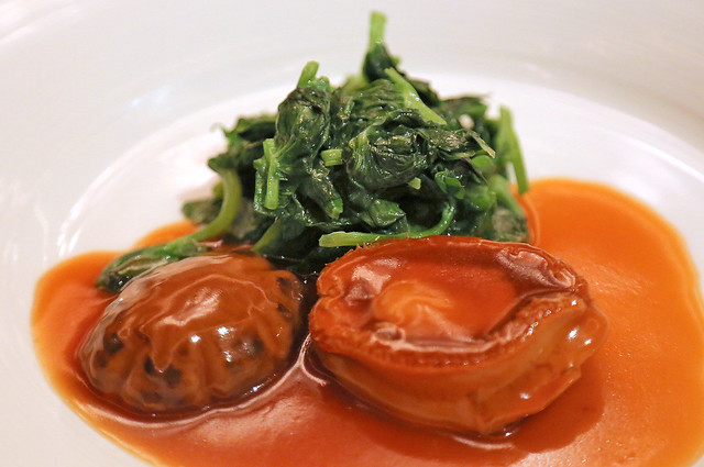Braised Whole 5-Head African Abalone with Seasonal Greens