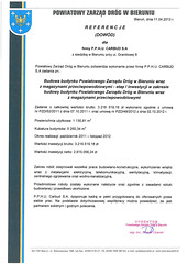 Referencje Powiatowego Zarządu Dróg w Bieruniu 2013r.