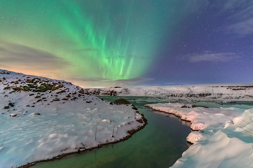 'A Stream of Polar Light' - Urridafoss, Iceland