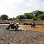 These little 150cc motorcycles are ideal for the challenging terrain, near  Logumgum, Kenya.