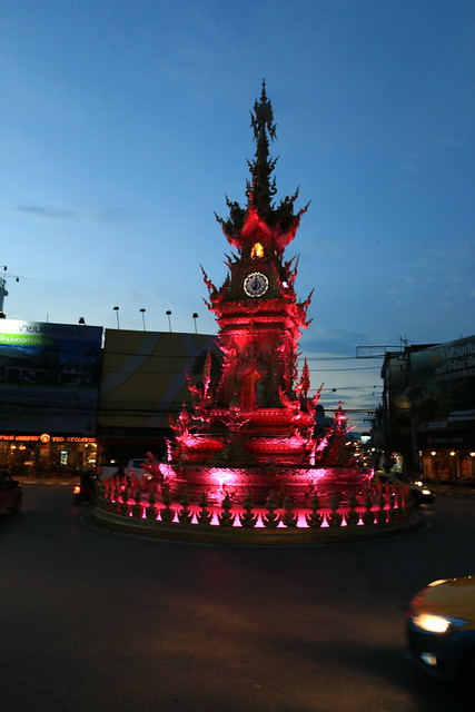 Chiang Rai clock nighttime