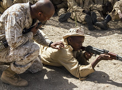 U.S. Marines and soldiers from West African partner nations conduct training during exercise WA 14