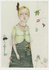 Girl with Butterflies and Insects