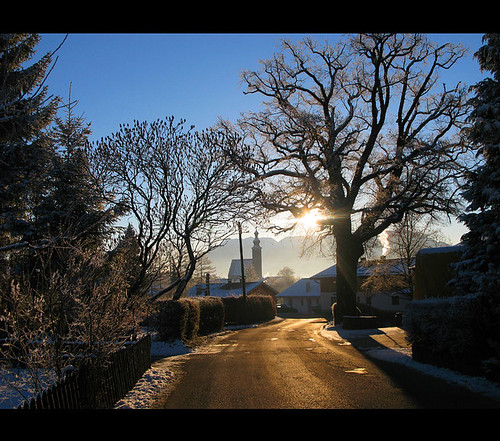 road trees winter snow sunrise germany dawn anger smallvillage ysplix