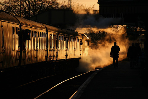 41312 golden hour sunset glint steam station train railway