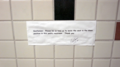 Put the seat down sign, faculty toilet, Seattle junior hig… | Flickr