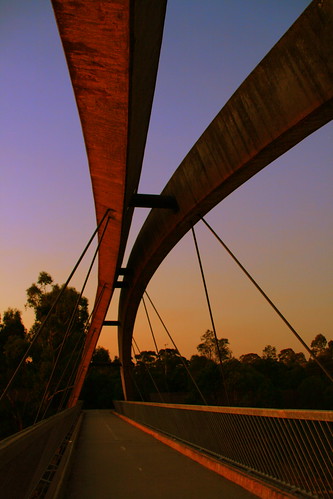 longexposure bridge sunset orange purple footbridge path australia melbourne victoria blackburn freeway eastern warmify easternfreeway