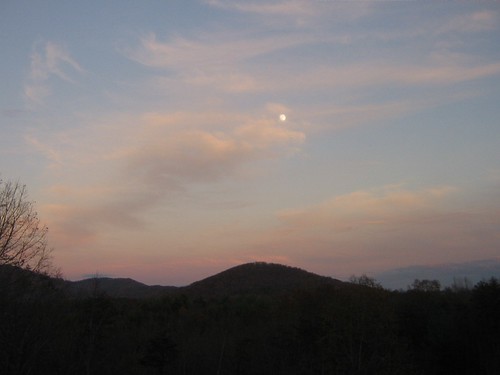 sky moon mountain clouds