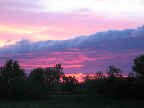 pink blue sunset sky yellow clouds purple michigan imlaycity