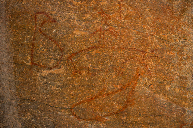 Penguin and whale rock art