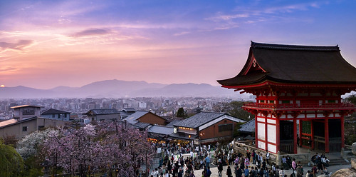 sunset shrine kyoto japan