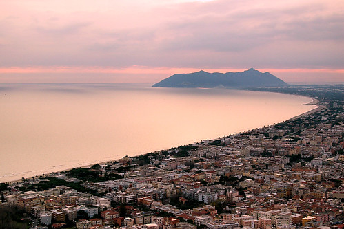 pink sunset sea italy panorama landscape tramonto day mare cloudy rosa terracina circeo montegiove