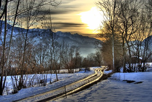 trees winter sunset snow mountains alps switzerland cc creativecommons hdr valais 3xp ccby binii