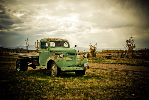 old green clouds digital rural truck landscape utah farm pasture rusted dodge weathered scipio d80