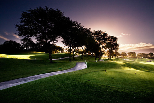 grass sunrise golf landscape hawaii path maui fairway cart tee wailea hole3 waileagolfclub emeraldcourse