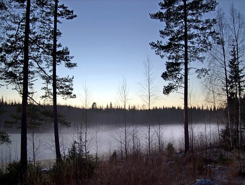 sunset field fog finland countryside ylöjärvi