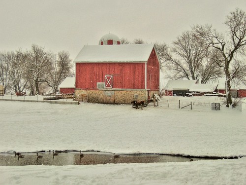 winter wisconsin rural barns farms powerslake walworthcounty