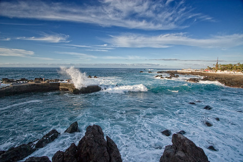 ocean blue color water rock landscape spain place wave tenerife canaryislands puertodelacruz breakingwave natureselegantshots