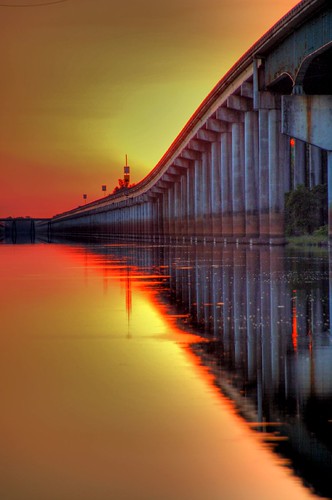 bridge sunset atchafalaya image swamp freeway hdr