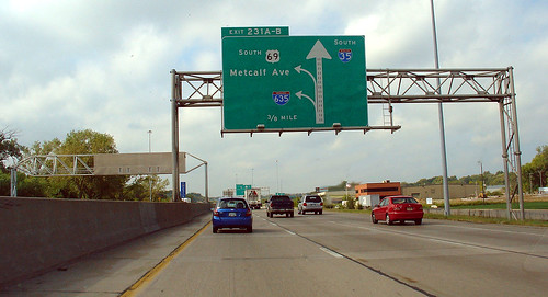 sign highway ramp kansascity freeway kansas interstate expressway exit kc overhead i35 overlandpark interchange 1000views i635 johnsoncounty us69 driverpic metcalfave
