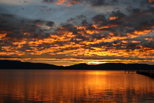 morning sky orange mountains silhouette clouds sunrise pier tahoe laketahoe