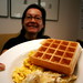 grandma neeta with her sourdough waffle    MG 7854