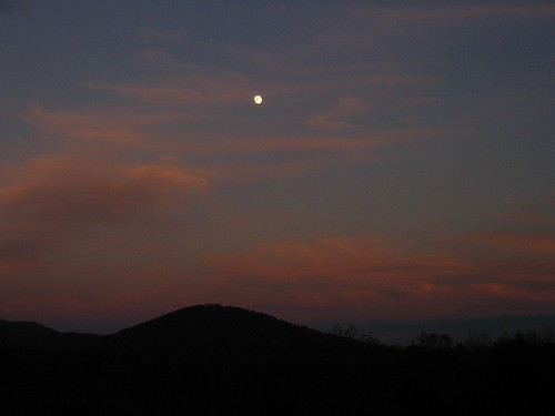 sunset sky moon mountain clouds
