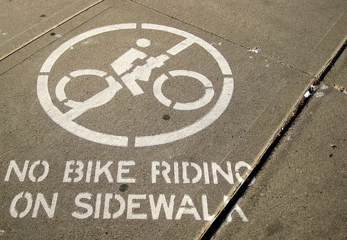 No Bike Riding on Sidewalk Symbol