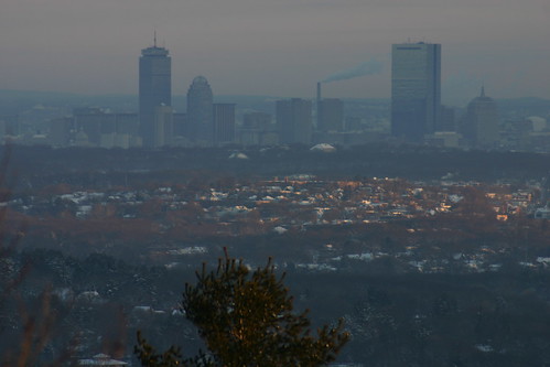 boston skyline skyscraper sunrise massachusetts milton hancock bluehills prudential backbay pru roxbury