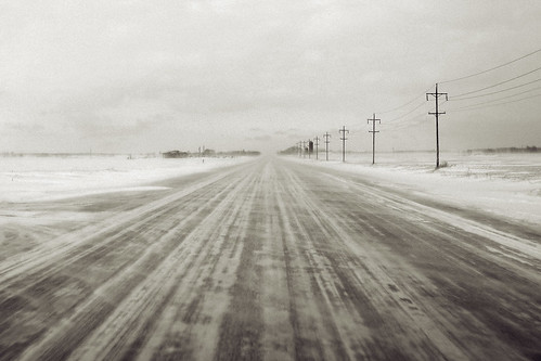 road winter bw snow cold ice highway windy blowing