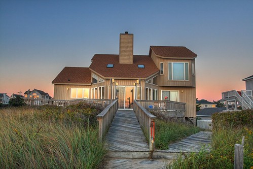 blue red house flower color green beach grass contrast sunrise northcarolina outerbanks hdr obx