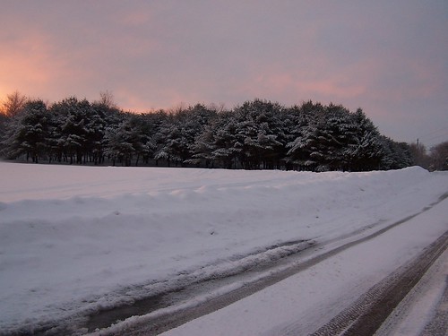 winter sunset snow rural maine scenic newengland