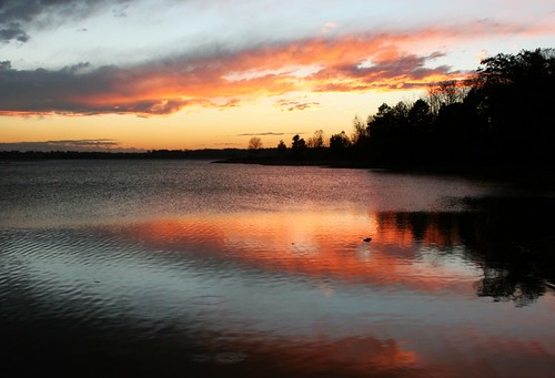 sunset ohio lake reflection water creek alum