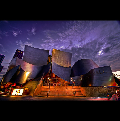 blue light sunset sky building clouds reflections losangeles downtown glow frankgehry hdr waltdisneyconcerthall disneyconcerthall jesters 3xp photomatix flickrexcellentphotos