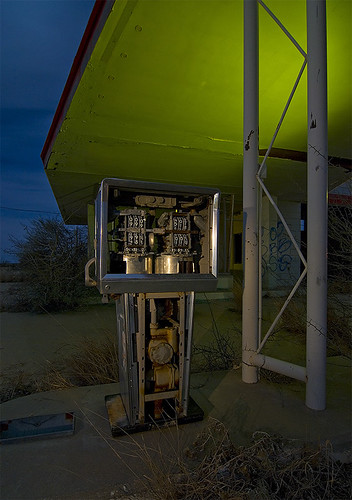 newmexico abandoned station night gas pump whitescity