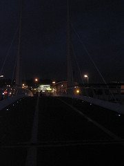 Pedestrian and cycle bridge at night, Norwich (No flash)