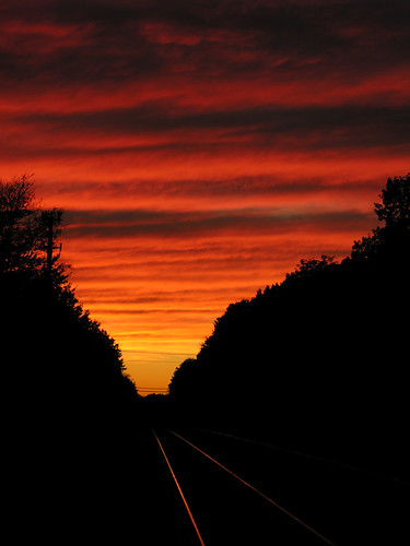 sunset red orange black topf25 yellow clouds soft listeningto nj gratefuldead superfantastique westfield railroadtracks deadset asitwas