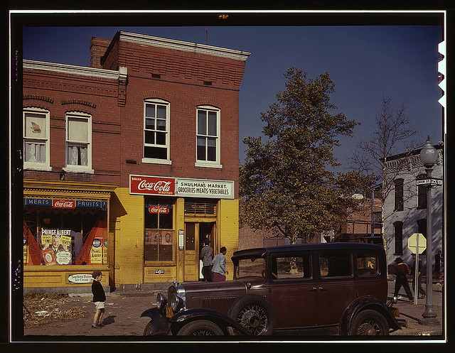 [Car in front of Shulman's Market on N at Union St. S.W., Washington, D.C. (LOC)
