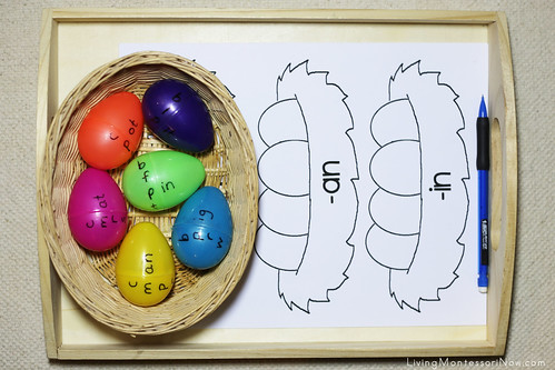 Easter Egg Word Families Tray