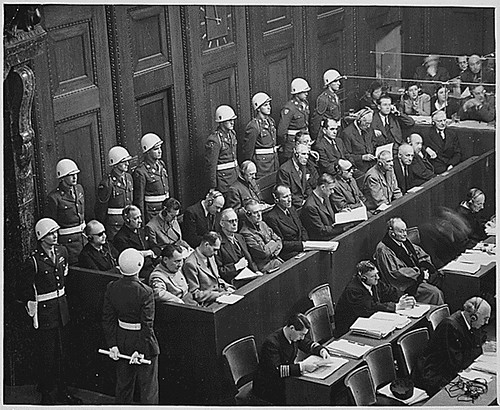 Public Domain: Nuremberg Trials. Looking Down on Defendants (NARA)