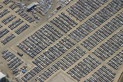 california usa cars yard america junk view unitedstates unitedstatesofamerica aerial fromabove trucks scrap fromtheair maderacounty