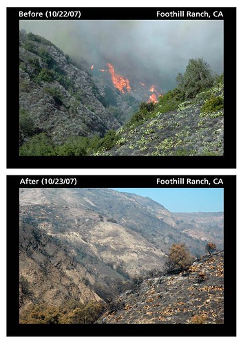 california ranch county santiago orange fire before southern after 2007 foothill